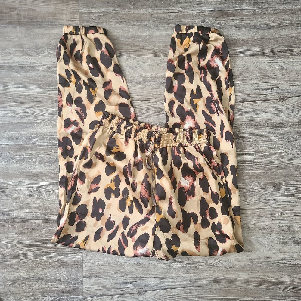 SHEIN Leopard Print Elastic Hem Drawstring Pants Size XS - Picture 8 of 15